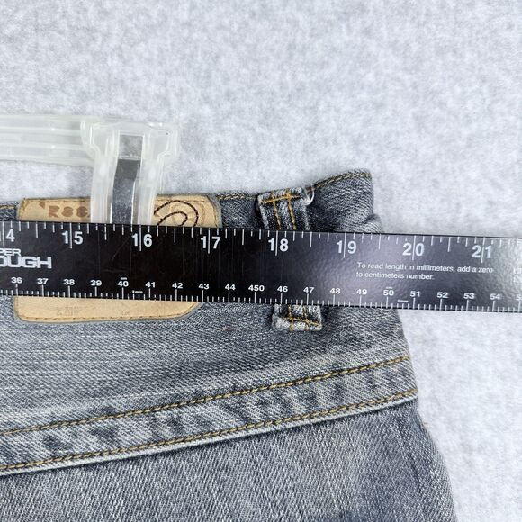 RocaWear Jean Shorts Men 38 Blue Med Wash Whiskering Wide Baggy Hip Hop Y2K - Picture 10 of 14